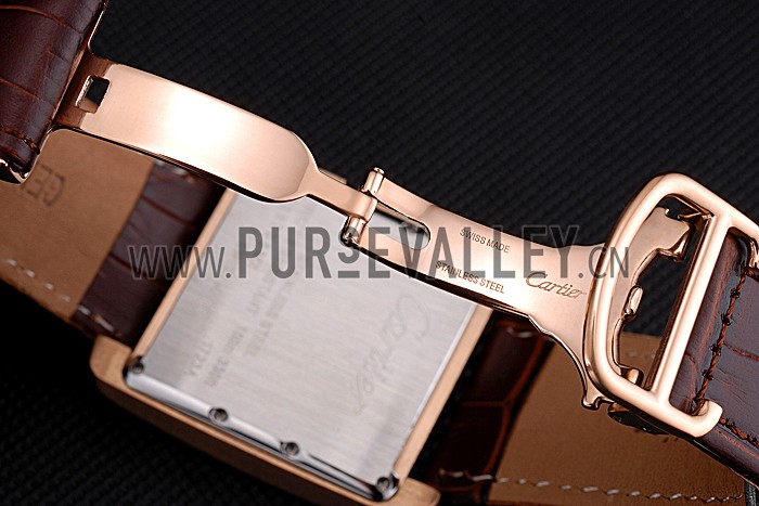 Cartier Tank MC Brown Dial Gold Case Brown Leather Bracelet 622696