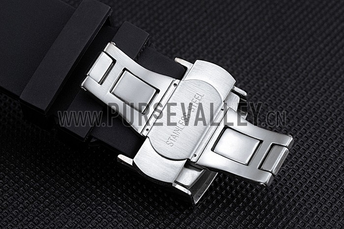 U-Boat 1001 Red On Black Dial Stainless Steel Case Rubber Bracelet 622712