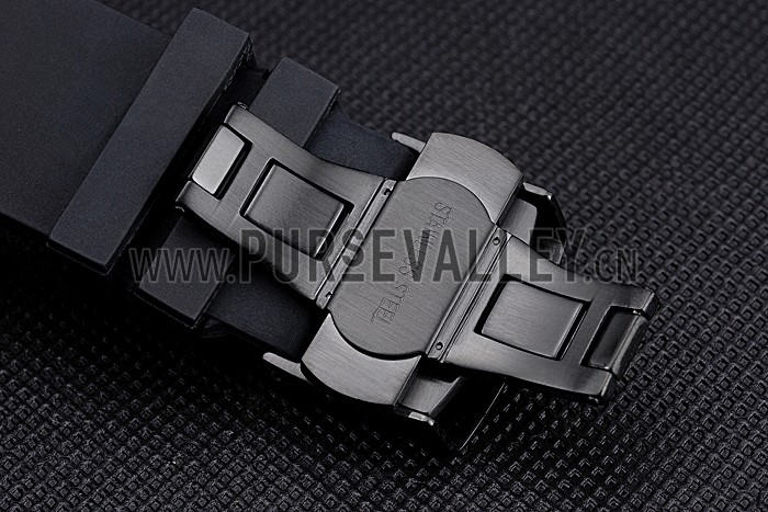 U-Boat Flightdeck Black Dial Black Steel Case Black Rubber Bracelet 622713