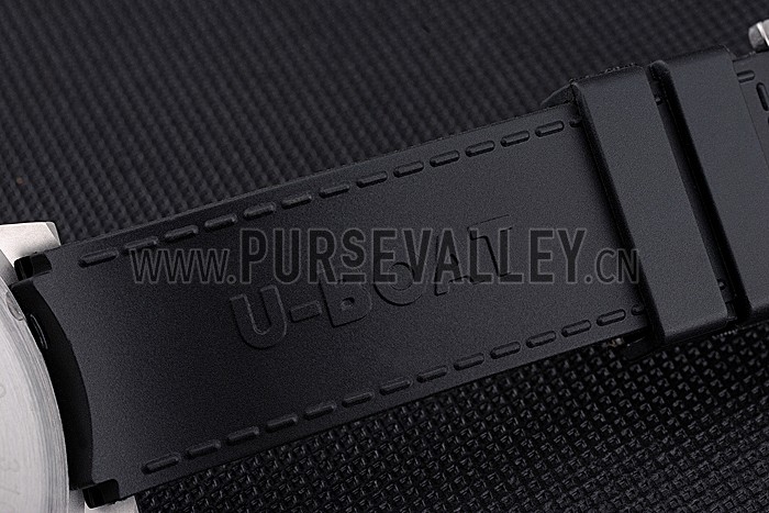 U-Boat 1001 Orange On Black Dial Stainless Steel Case Rubber Bracelet 622716