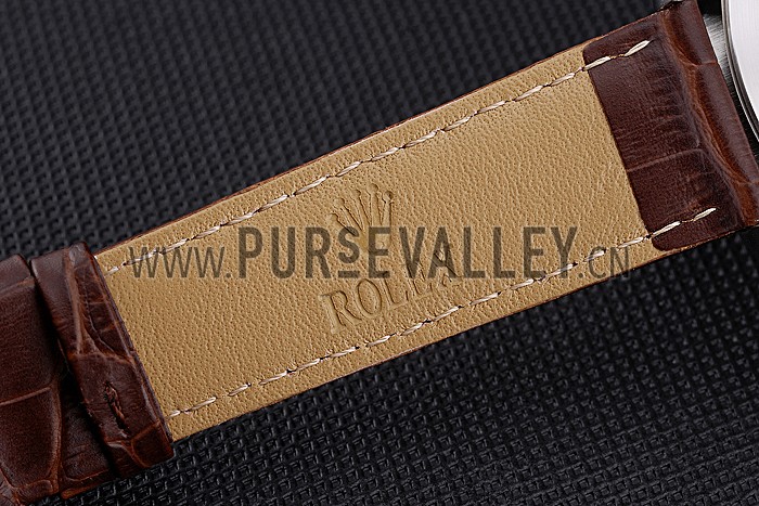 Rolex Cellini White Dial Stainless Steel Case Brown Leather Bracelet 622723