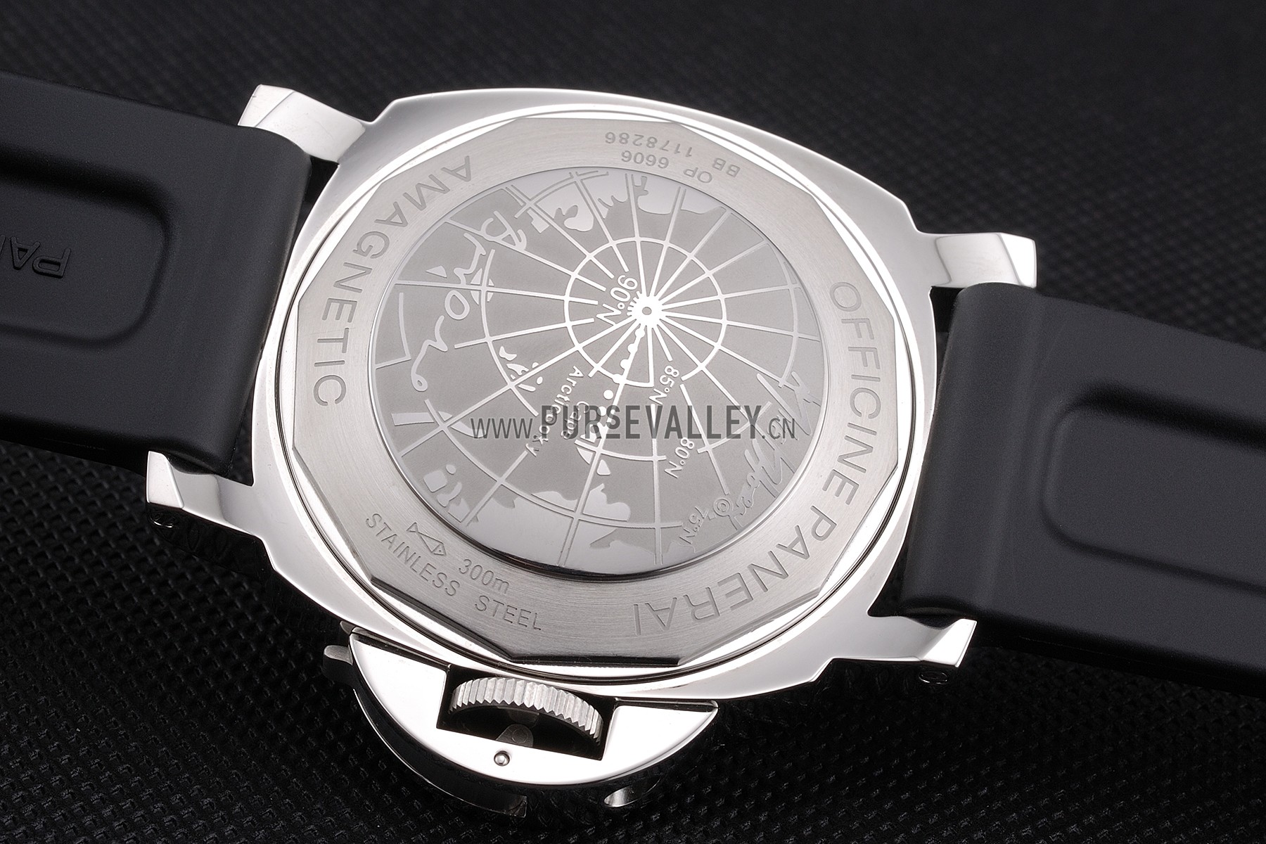 Panerai Luminor Brushed Stainless Steel Case Black Dial Black Rubber Strap 98165