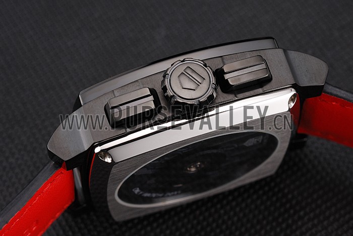 Tag Heuer Monaco Black-Red Perforated Leather Strap White Dial 80307