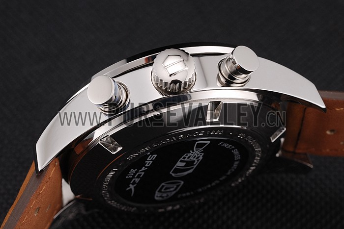 Tag Heuer Carrera SpaceX Silver Bezel with Black Dial and Light Brown Leather Strap tag265 621536