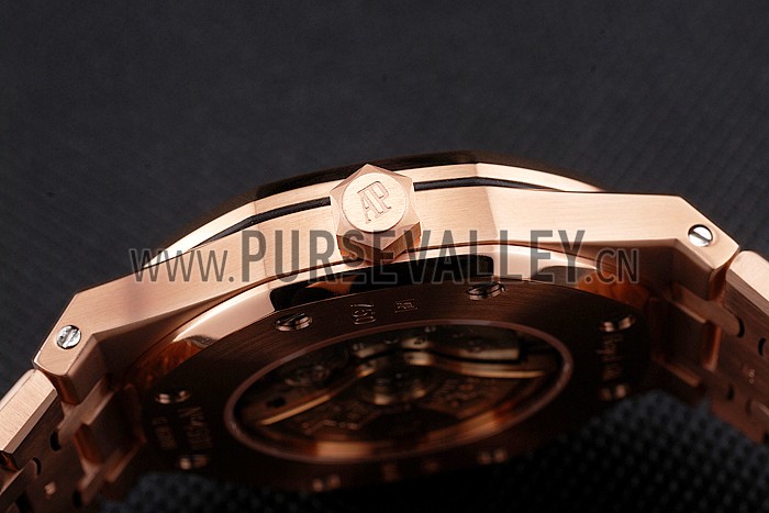 Swiss Audemars Piguet Royal Oak Black Dial Rose Gold Case And Bracelet