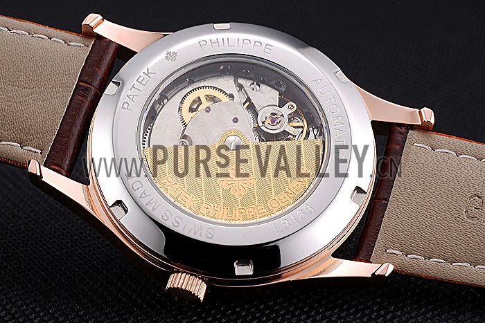 Patek Philippe Calatrava White Dial Diamond Numerals Rose Gold Case Brown Leather Strap 622834