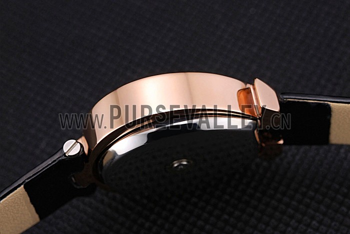 Omega Ladies Watch Sky Blue Dial Gold Case Black Leather Strap 622821