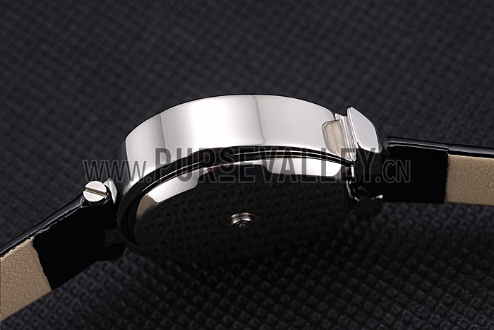 Omega Ladies Watch White Dial Stainless Steel Case Black Leather Strap 622818