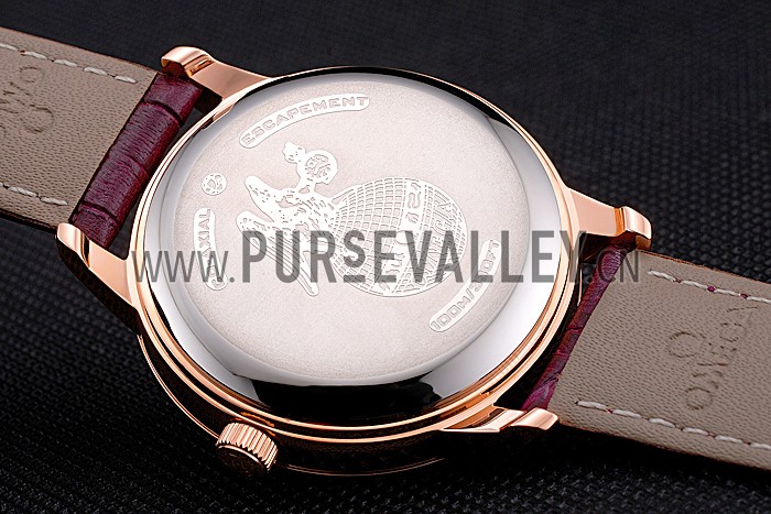 Omega DeVille Prestige Co-Axial Diamond Gold Case Mother-Of-Pearl Dial Purple Leather Strap