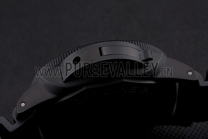 Panerai Luminor Submersible Flyback Date Black Dial Yellow Markings Black Ionized Case Black Rubber Strap