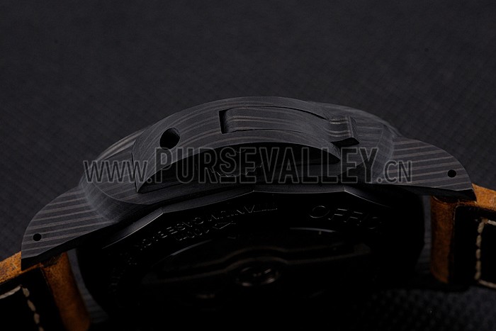 Swiss Panerai Luminor GMT Carbotech Black Dial Black Case Brown Leather Strap