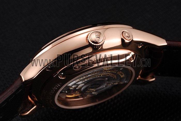 Swiss Jaeger LeCoultre Master Ultra Thin Reserve De Marche Silver Dial Rose Gold Case Brown Leather Strap