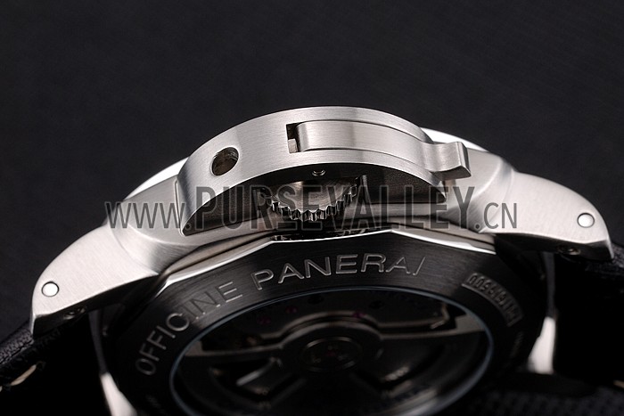 Swiss Panerai Luminor Flyback Chronograph Black Dial Stainless Steel Case Black Leather Strap