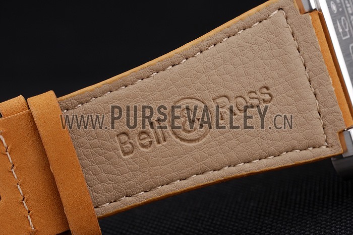 Bell and Ross BR 03-94 Black Dial Silver Case Brown Leather Strap