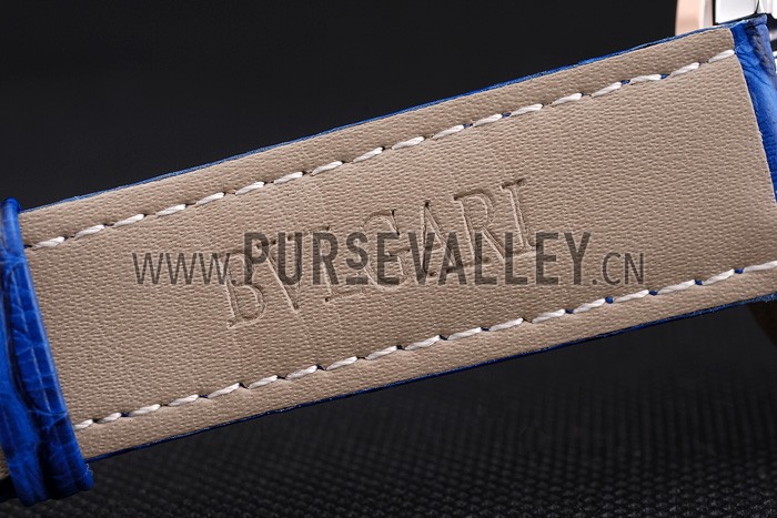 Bvlgari Novelties White Dial Gold Case Blue Leather Strap