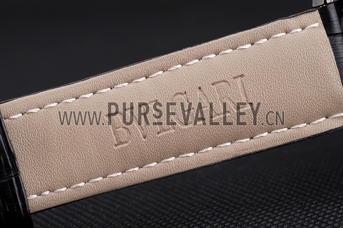 Bvlgari Tourbillon Black Dial Black Case Black Leather Strap