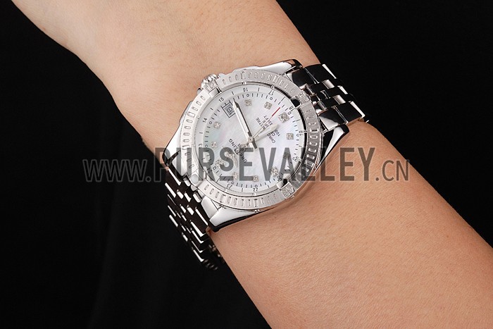 Breitling Colt Lady Pearl Dial Diamond Hour Marks Stainless Steel Case And Bracelet