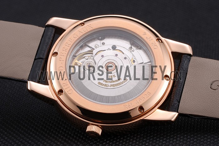 Swiss Girard-Perregaux 1966 White Dial Gold Diamond Case Black Leather Strap