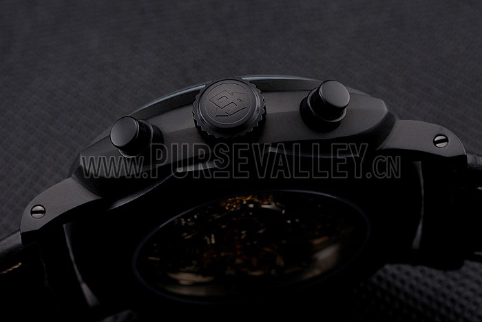 Swiss Panerai Radiomir 1940 Chronograph Black Dial Black Ionized Case Black Leather Strap