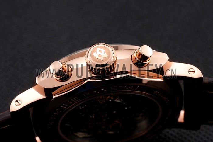 Swiss Panerai Radiomir 1940 Chronograph White Dial Rose Gold Case Brown Leather Strap