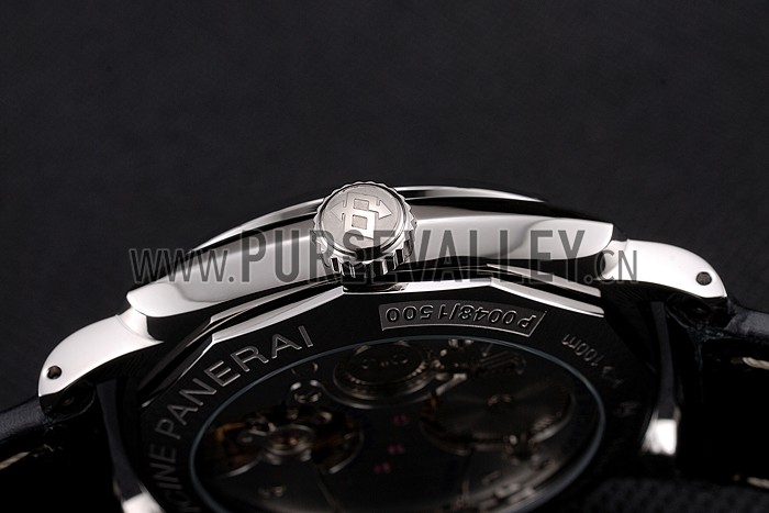 Swiss Panerai Radiomir Black Dial Stainless Steel Case Black Leather Strap