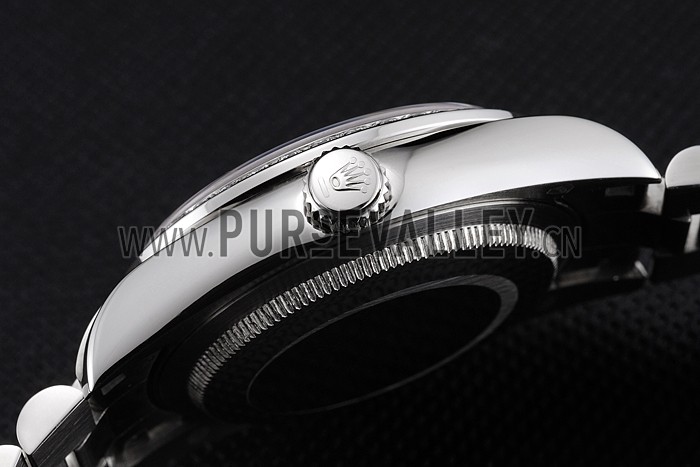 Swiss Rolex Day Date Diamond Pave Dial And Bezel Stainless Steel Case And Bracelet