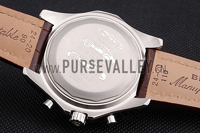 Breitling Bentley Mulliner Tourbillon White Dial Stainless Steel Case Brown Leather Strap 622729
