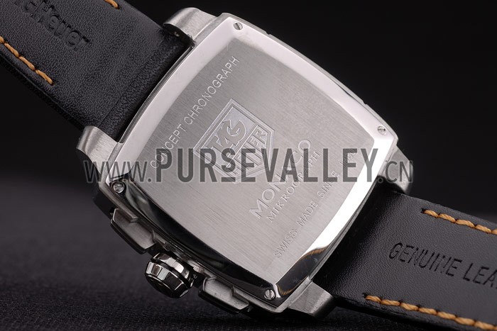 Tag Heuer Monaco Mikrograph Black Leather Strap Black Dial 7923