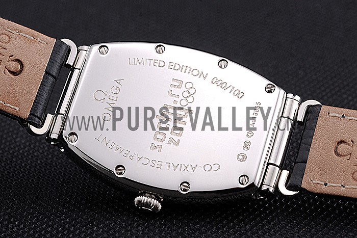 Omega Sochi Petrograd White Dial With Diamonds Stainless Steel Case Black Leather Strap 622823