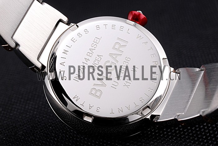 Bvlgari Lvcea White Dial Rose Gold Numerals Stainless Steel Case Two Tone Bracelet