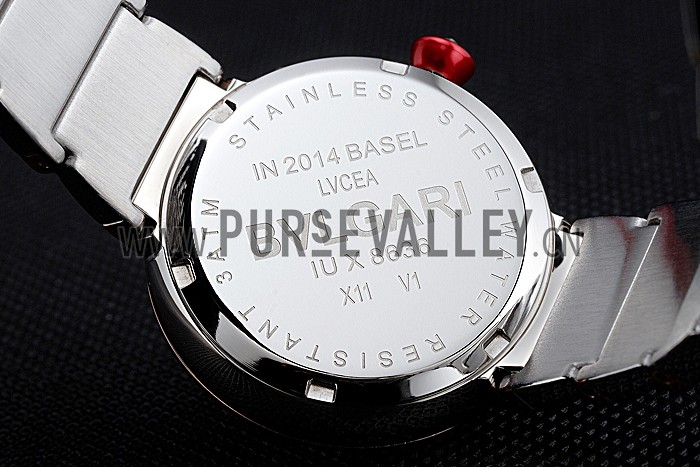 Bvlgari Lvcea White Dial Diamond Hour Markings Rose Gold Case With Diamonds Two Tone Bracelet