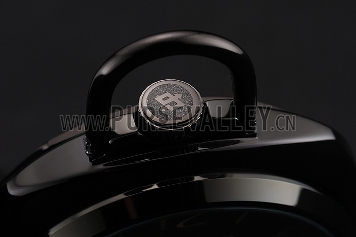 Swiss Panerai Radiomir Pocket Watch Black Dial Black Plated Case Stainless Steel Chain 1453742