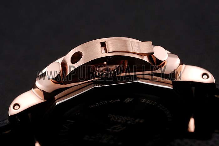 Panerai Radiomir 8 Days Chronograph Black Dial Diamond Bezel Rose Gold Case Black Leather Strap 1453798