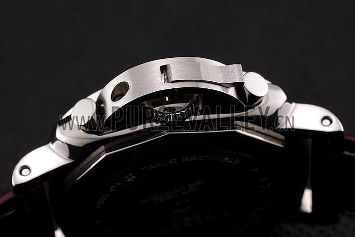 Panerai Radiomir 8 Days Chronograph Black Dial Stainless Steel Case Plum Leather Strap 1453795