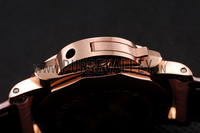 Panerai Radiomir Black Dial Diamond Bezel Rose Gold Case Pink Leather Strap 1453801