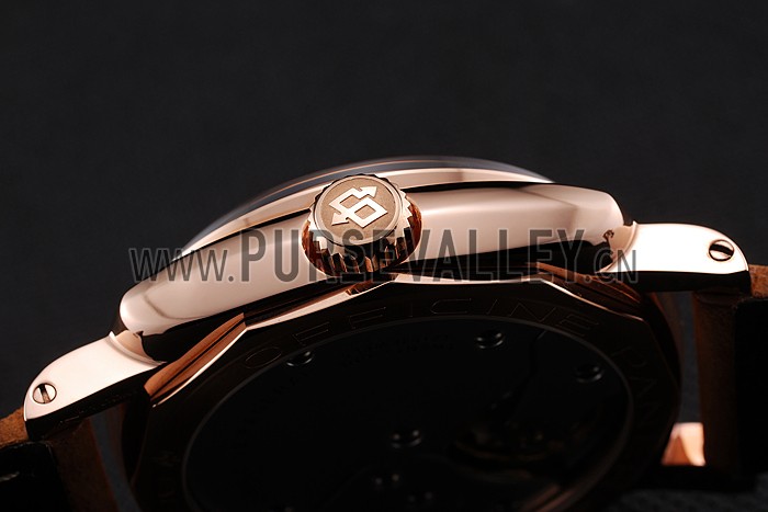 Swiss Panerai Radiomir 1940 Black Dial Rose Gold Case Brown Suede Leather Strap 1453844