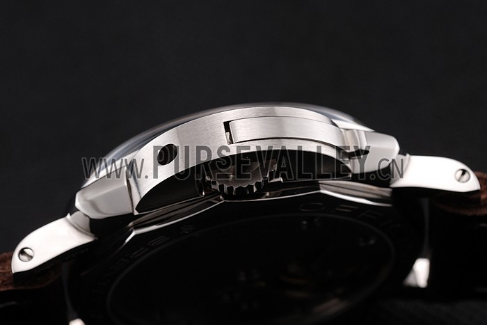 Swiss Panerai Luminor Black Dial Stainless Steel Case Brown Leather Strap 1453854