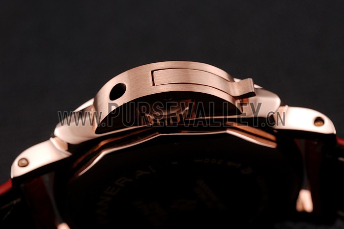 Panerai Radiomir Black Dial Rose Gold Case Red Leather Strap 1453806