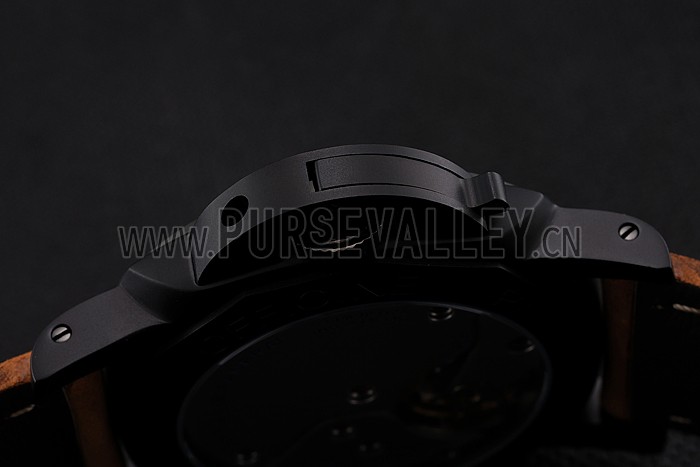 Swiss Panerai Luminor 1950 Brown Dial Black PVD Case Brown Suede Leather Strap 1453848