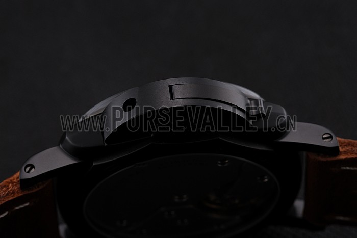 Swiss Panerai Luminor Brown Dial Black PVD Case Brown Leather Strap 1453856