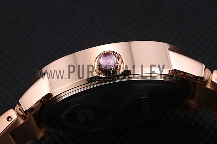 Bvlgari Solotempo Plum Dial With Diamonds Rose Gold Case And Bracelet 622743
