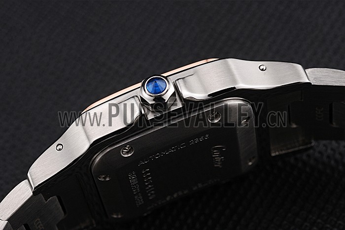 Swiss Cartier Santos De Cartier Galbee Rose Gold and Steel Case Steel Bracelet Small 622645