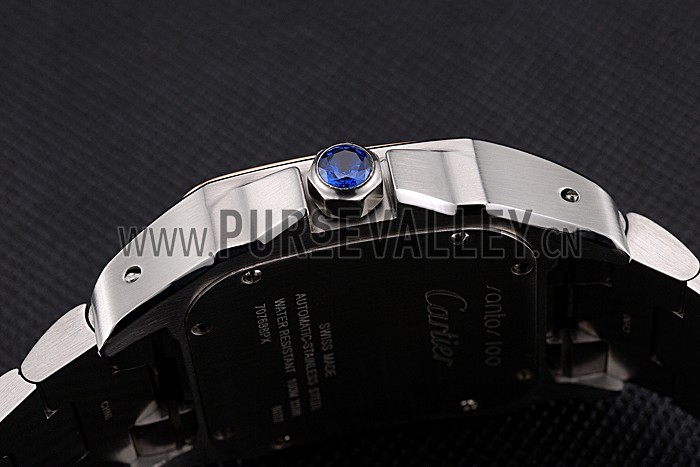 Swiss Cartier Santos White Dial Gold Bezel Steel Case And Bracelet 622881