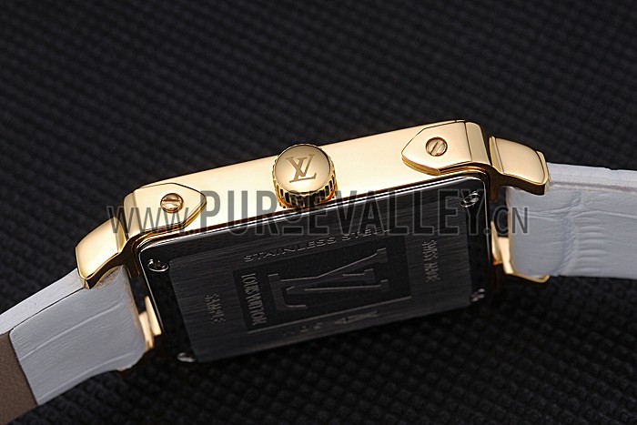 Louis Vuitton Emprise White Dial Gold Case White Leather Strap 622786