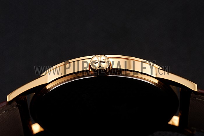 Vacheron Constantin Patrimony Chronometre Royal Gold Dial Gold Case Brown Leather Strap