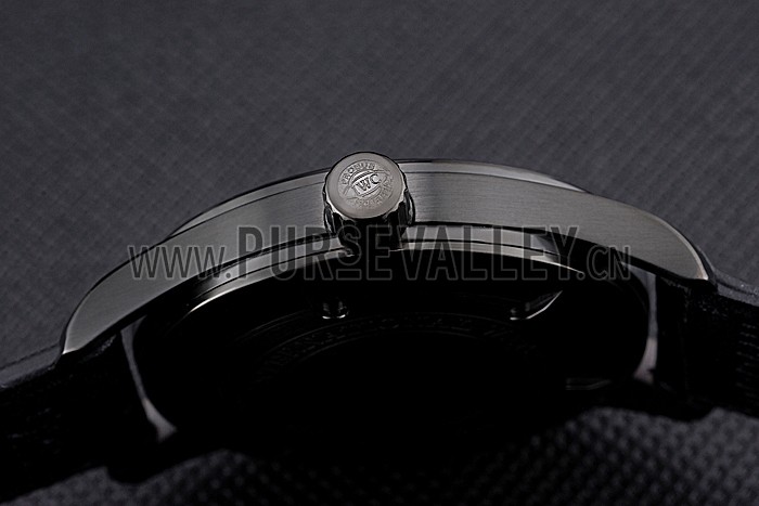 Swiss IWC Mark XVII Black Steel Case Black Dial Black Leather Bracelet 622667