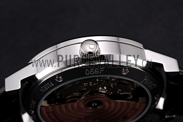 Piaget Altiplano Date Black Dial Stainless Steel Case Black Leather Strap