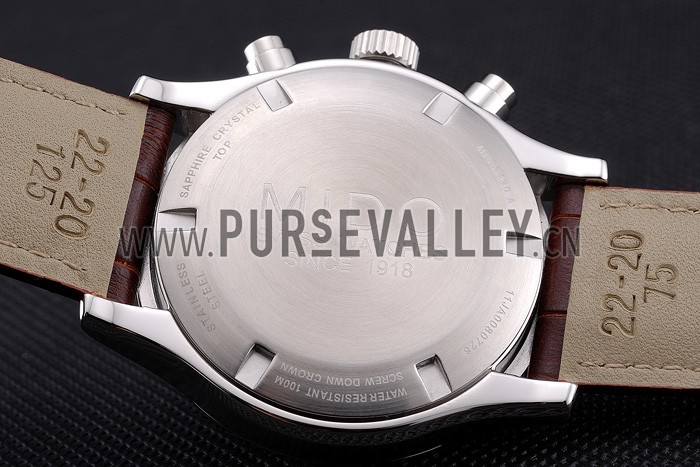 Mido Multifort Chronograph Gray Dial Stainless Steel Case Brown Leather Strap