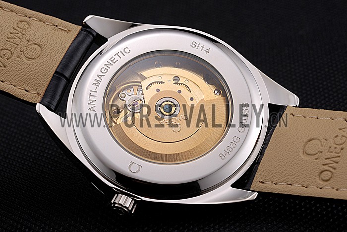 Omega Tresor Master Co-Axial White Dial Stainless Steel Case Black Leather Strap