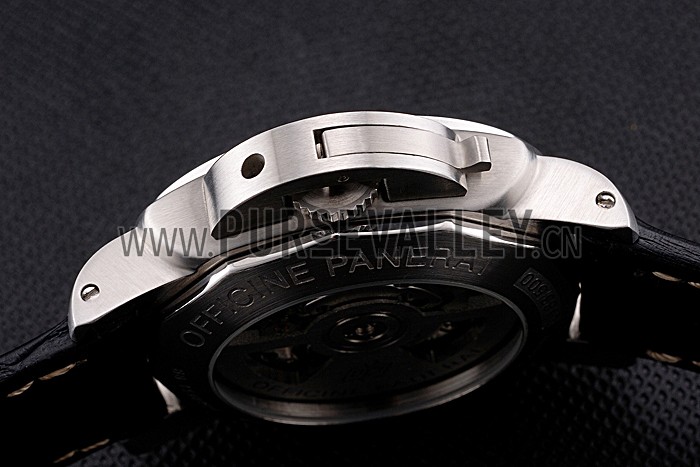 Panerai Luminor Marina 1950 Black Dial Brushed Steel Case Black Embossed Leather Strap